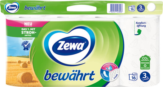 Zewa Toilettenpapier bewährt 3-lagig, 16 Rollen